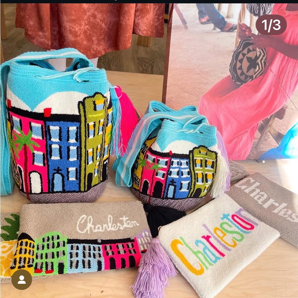 Charleston Rainbow Row Crossbody Wayuú Mochilo Bag NWOT